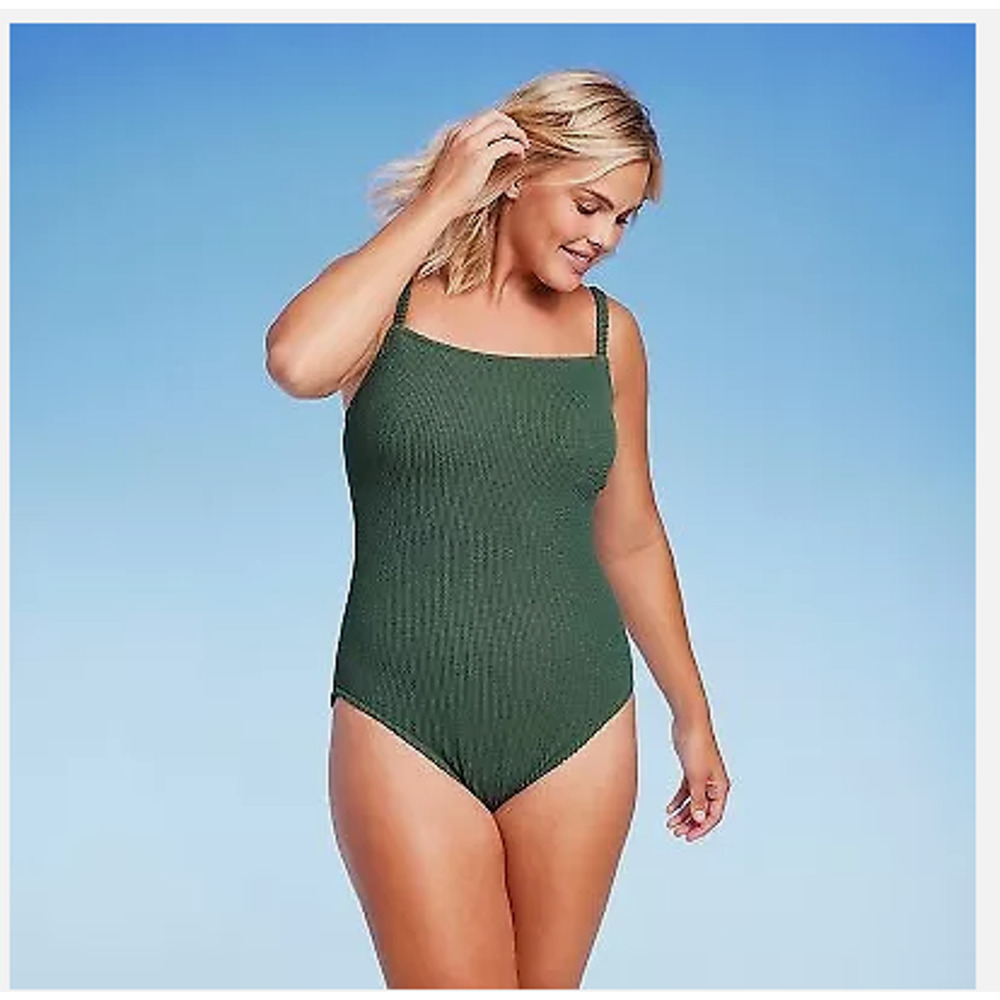 Swimsuit Pucker Textured Square Neck High Coverage Sz Large NWT - Kona Sol